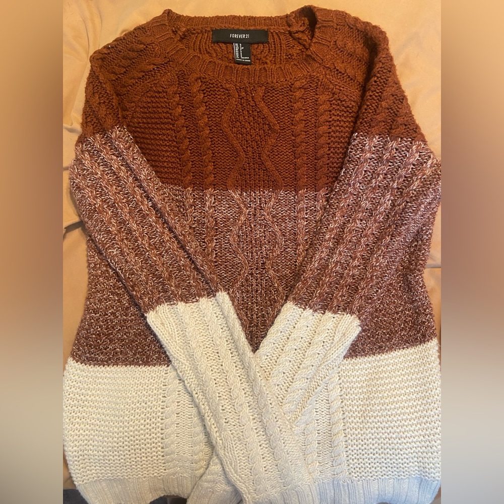 Forever 21 Fall 3 Tone Cable Knit Sweater